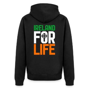 Irland - Unisex Premium Bio Zip Hoodie - Schwarz - Hinten - Nico (187cm)