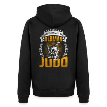 Judo Rentner SPort - Unisex Premium Bio Zip Hoodie - Schwarz - Hinten - Nico (187cm)