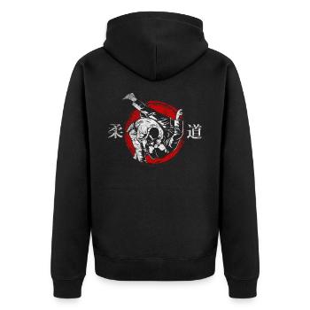 judo - Unisex Premium Organic Zip Hoodie - black - Back - Nico (187cm)