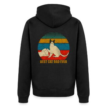 Cats Dad, Cat Dad, Kittens, Kitten, Retro Design, - Unisex Premium Organic Zip Hoodie - black - Back - Nico (187cm)