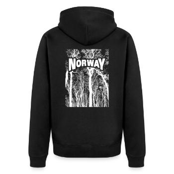 Norway - Unisex Premium Organic Zip Hoodie - black - Back - Nico (187cm)