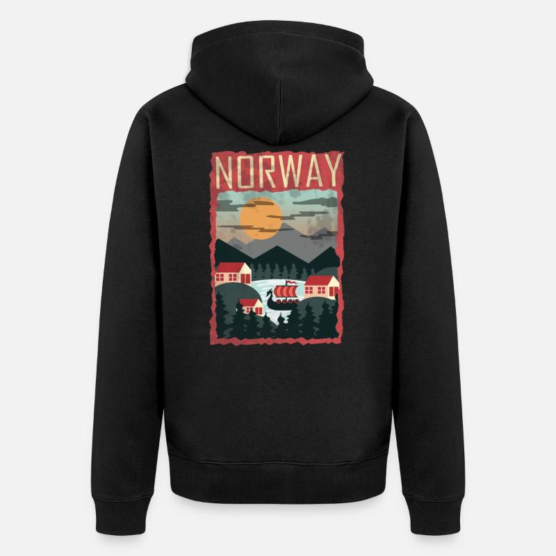 Norwegen - Unisex Premium Bio Zip Hoodie - Schwarz