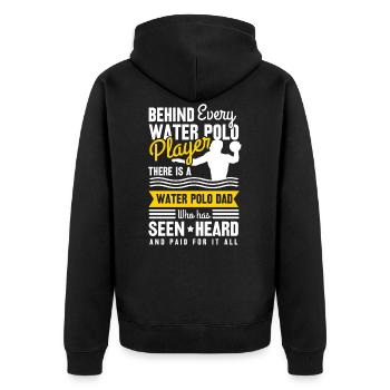 Wasserball - Unisex Premium Bio Zip Hoodie - Schwarz - Hinten - Nico (187cm)