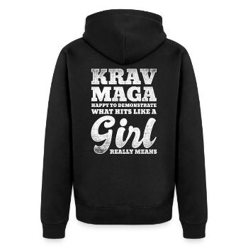 Krav Maga girls sport - Unisex Premium Organic Zip Hoodie - black - Back - Nico (187cm)