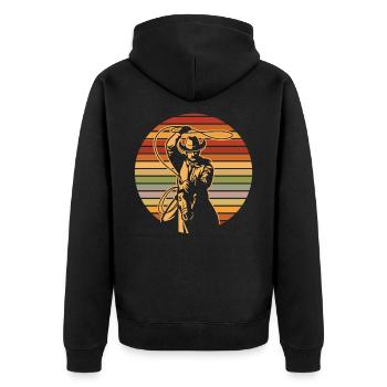Cowboy - Unisex Premium Bio Zip Hoodie - Schwarz - Hinten - Nico (187cm)