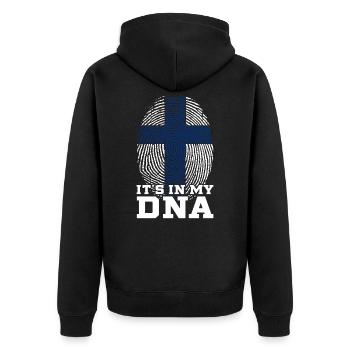 Finland DNA - Unisex Premium Bio Zip Hoodie - Schwarz - Hinten - Nico (187cm)