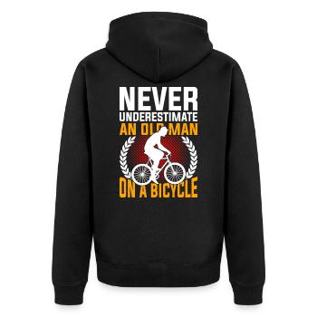 Bicycle old man - Unisex Premium Organic Zip Hoodie - black - Back - Nico (187cm)