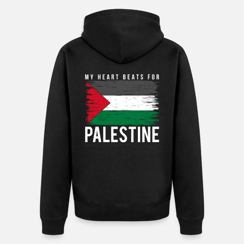 Coeur de Palestine - Veste à capuche bio Premium Unisexe - noir