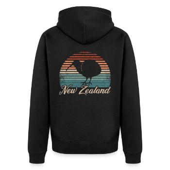 Neuseeland - Unisex Premium Bio Zip Hoodie - Schwarz - Hinten - Nico (187cm)