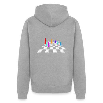 Retro Chess Move - Unisex Premium Organic Zip Hoodie - heather grey - Back - Nico (187cm)