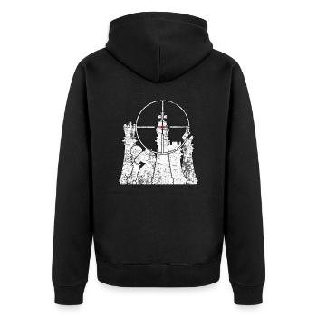 Schach Scachturnier König - Unisex Premium Bio Zip Hoodie - Schwarz - Hinten - Nico (187cm)