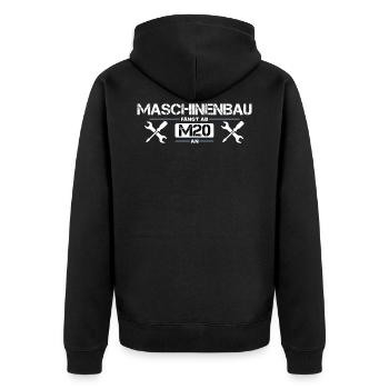 Maschinenbau Ingenieur - Lustiger Spruch - Unisex Premium Bio Zip Hoodie - Schwarz - Hinten - Nico (187cm)