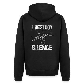 Schlagzeug Schlagzeuger - Unisex Premium Bio Zip Hoodie - Schwarz - Hinten - Nico (187cm)