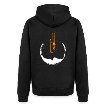 Trombone Moonlight - Unisex Premium Organic Zip Hoodie - black - Back - Nico (187cm)