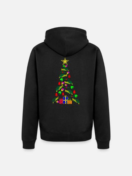 Turtle Christmas Tree - Unisex Premium Organic Zip Hoodie - black