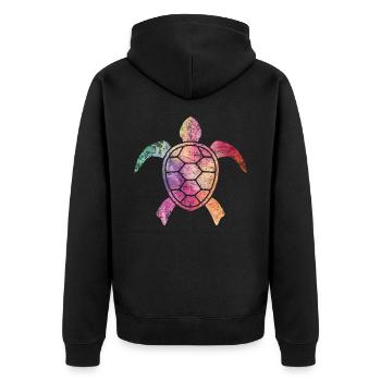 Schildkröte - Unisex Premium Bio Zip Hoodie - Schwarz - Hinten - Nico (187cm)