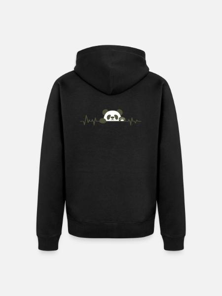 Panda - Unisex Premium Bio Zip Hoodie - Schwarz