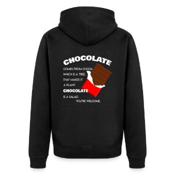 Schokolade - Unisex Premium Bio Zip Hoodie - Schwarz - Hinten - Nico (187cm)