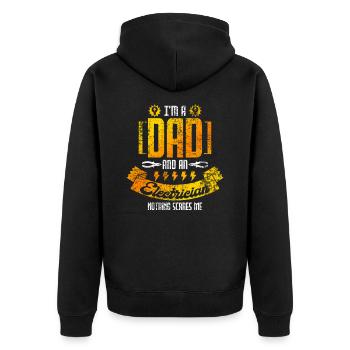 Electrician father - Unisex Premium Organic Zip Hoodie - black - Back - Nico (187cm)