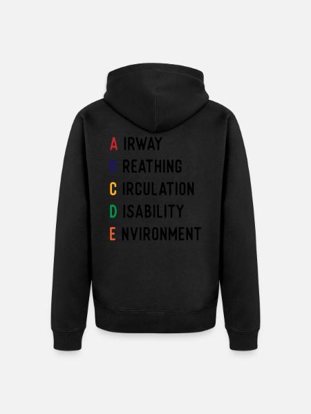 abcde - Unisex Premium Organic Zip Hoodie - black