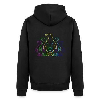 Pinguin Umweltschutz - Unisex Premium Bio Zip Hoodie - Schwarz - Hinten - Nico (187cm)