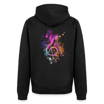 Notenschlüssel Komponist - Unisex Premium Bio Zip Hoodie - Schwarz - Hinten - Nico (187cm)