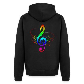 Notenschlüssel Musiker - Unisex Premium Bio Zip Hoodie - Schwarz - Hinten - Nico (187cm)