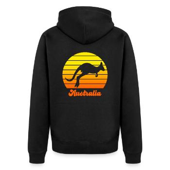Australien Backpacker Land - Unisex Premium Bio Zip Hoodie - Schwarz - Hinten - Nico (187cm)