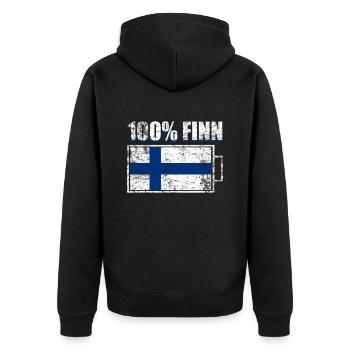 Finland - Unisex Premium Organic Zip Hoodie - black - Back - Nico (187cm)