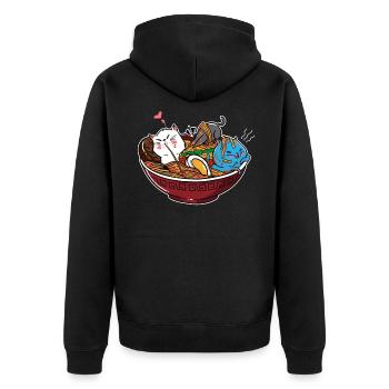 Chat kawaii chats ramen nouilles soupe manga - Veste à capuche bio Premium Unisexe - noir - Dos - Nico (187cm)
