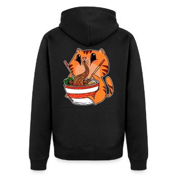 Anime Kawaii chats Ramen nouilles soupe manga - Veste à capuche bio Premium Unisexe - noir - Dos - Nico (187cm)