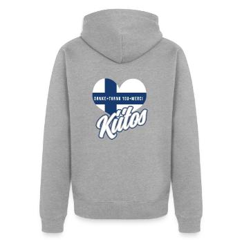 Finlande - Veste à capuche bio Premium Unisexe - gris chiné - Dos - Nico (187cm)