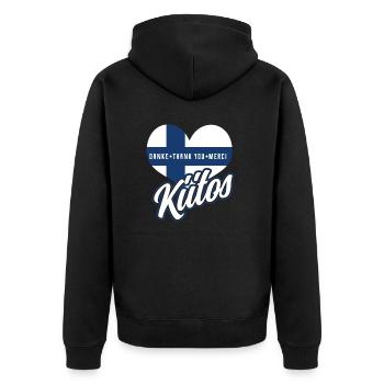 Finnland - Unisex Premium Bio Zip Hoodie - Schwarz - Hinten - Nico (187cm)