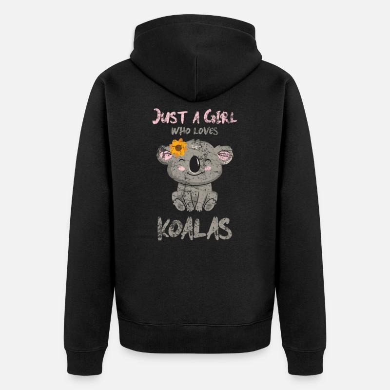 Koala Mädchen - Unisex Premium Bio Zip Hoodie - Schwarz