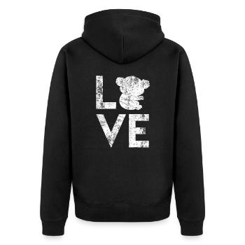 Koala Bär Tiere - Unisex Premium Bio Zip Hoodie - Schwarz - Hinten - Nico (187cm)