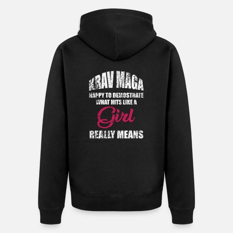 Krav Maga Mädchen - Unisex Premium Bio Zip Hoodie - Schwarz