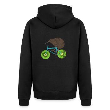 Neuseeland Kiwi - Unisex Premium Bio Zip Hoodie - Schwarz - Hinten - Nico (187cm)