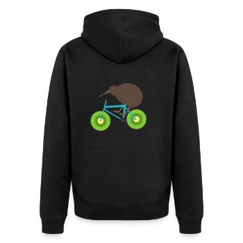 Neuseeland Kiwi Geschenk - Unisex Premium Bio Zip Hoodie - Schwarz - Hinten - Nico (187cm)