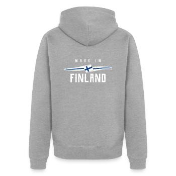 Finlande - Veste à capuche bio Premium Unisexe - gris chiné - Dos - Nico (187cm)