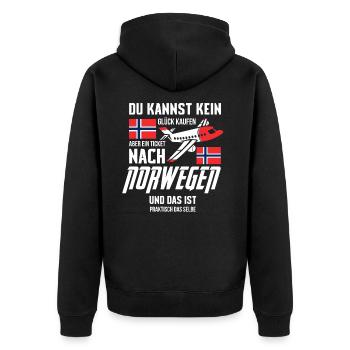 Norwegen - Unisex Premium Bio Zip Hoodie - Schwarz - Hinten - Nico (187cm)