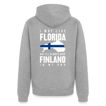 Finlande - Veste à capuche bio Premium Unisexe - gris chiné - Dos - Nico (187cm)
