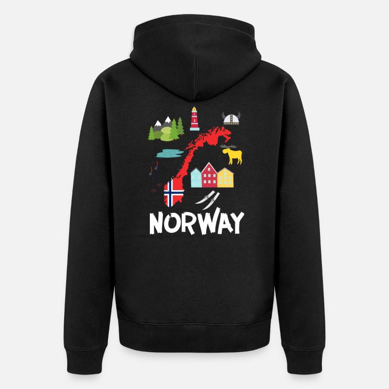 Norwegen - Unisex Premium Bio Zip Hoodie - Schwarz