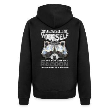 racoon - Unisex Premium Organic Zip Hoodie - black - Back - Nico (187cm)