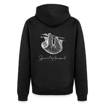 Faultier - Unisex Premium Bio Zip Hoodie - Schwarz - Hinten - Nico (187cm)