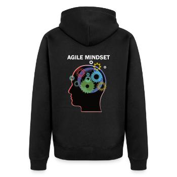 Agile Mindset Scrum Master Programmierer - Unisex Premium Bio Zip Hoodie - Schwarz - Hinten - Nico (187cm)