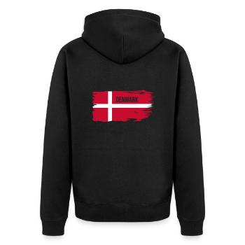Denmark - Unisex Premium Organic Zip Hoodie - black - Back - Nico (187cm)