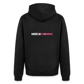 Denmark - Unisex Premium Organic Zip Hoodie - black - Back - Nico (187cm)