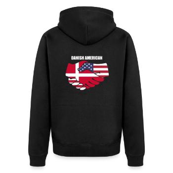 Denmark - Unisex Premium Organic Zip Hoodie - black - Back - Nico (187cm)