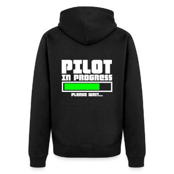 Pilot aviator - Unisex Premium Organic Zip Hoodie - black - Back - Nico (187cm)
