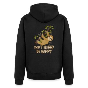 Faultier Faul Faul sein Geschenk - Unisex Premium Bio Zip Hoodie - Schwarz - Hinten - Nico (187cm)